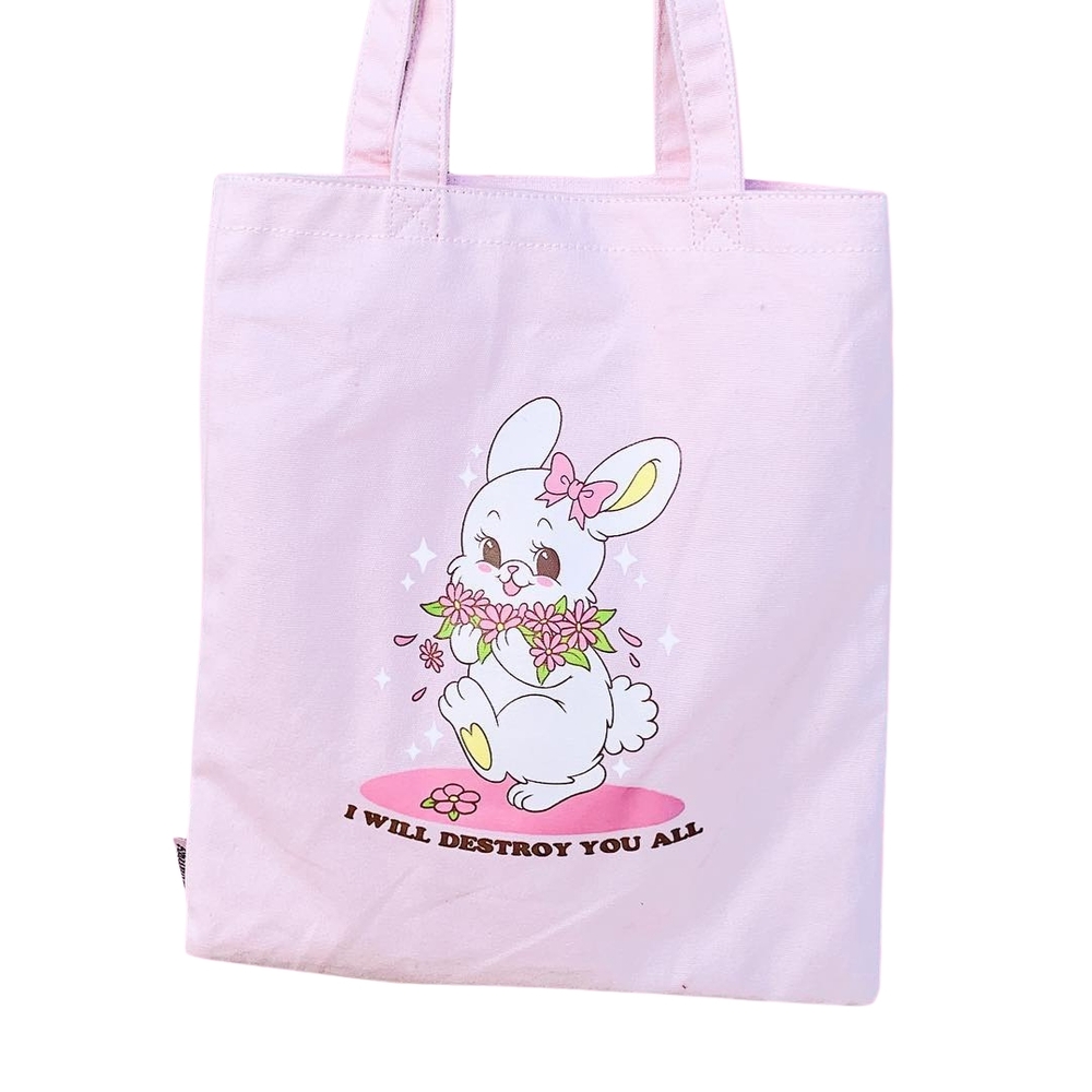 Sugarbones Pink Tote Bag with Bunny Design